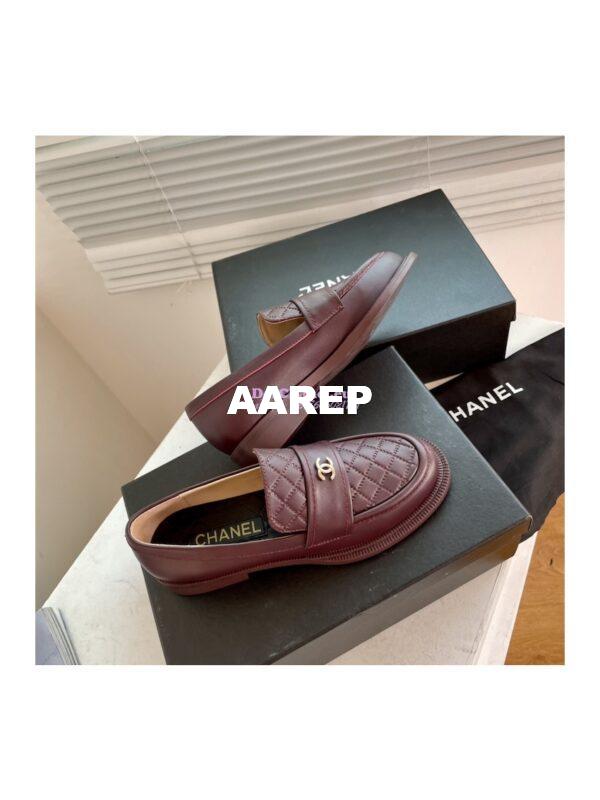 Replica Chanel Shiny Calfskin Loafer G38048 Burgundy 4