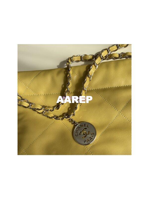 Replica Chanel 22 Handbag Grained Shiny Calfskin & Silver Metal AS3260 AS3261 Yellow 3