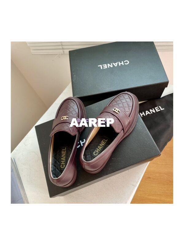Replica Chanel Shiny Calfskin Loafer G38048 Burgundy 5