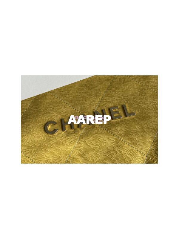 Replica Chanel 22 Handbag Grained Shiny Calfskin & Silver Metal AS3260 AS3261 Yellow 5