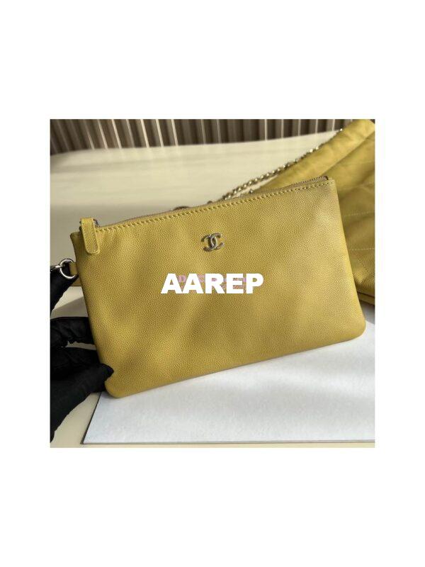 Replica Chanel 22 Handbag Grained Shiny Calfskin & Silver Metal AS3260 AS3261 Yellow 12