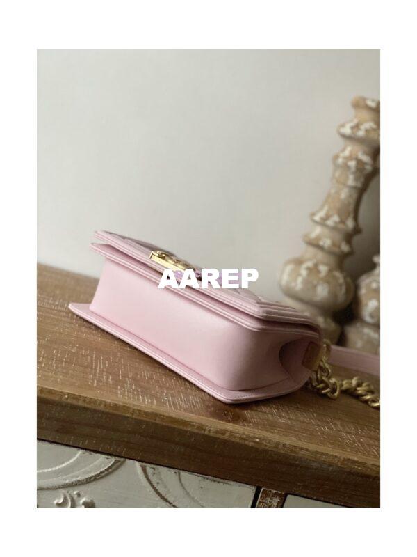 Replica Chanel Boy Handbag in Lambskin with Matte Gold Hardware 67086 Sakura Pink 11