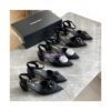 Replica Chanel Open Shoes 55mm in Grossgrain G38365 with White Camellia Black 2