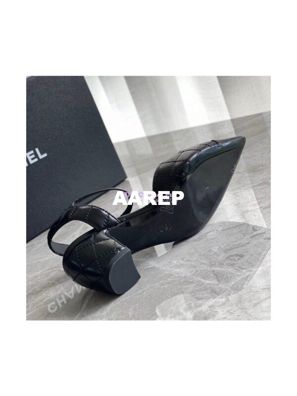 Replica Chanel Open Shoes 55mm in Lambskin G38365 with Camellia Black 11