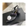 Replica Chanel Open Shoes 55mm in Grossgrain G38365 with Camellia Black 2
