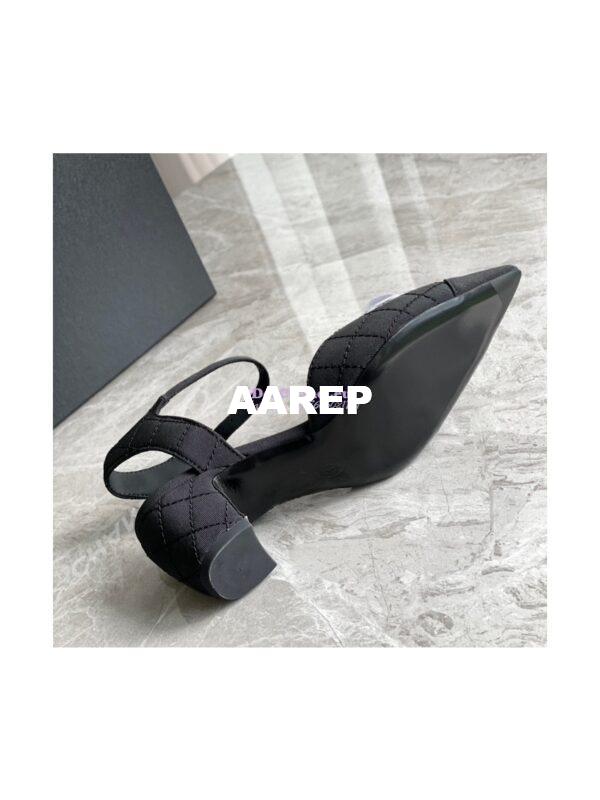 Replica Chanel Open Shoes 55mm in Grossgrain G38365 with White Camellia Black 9