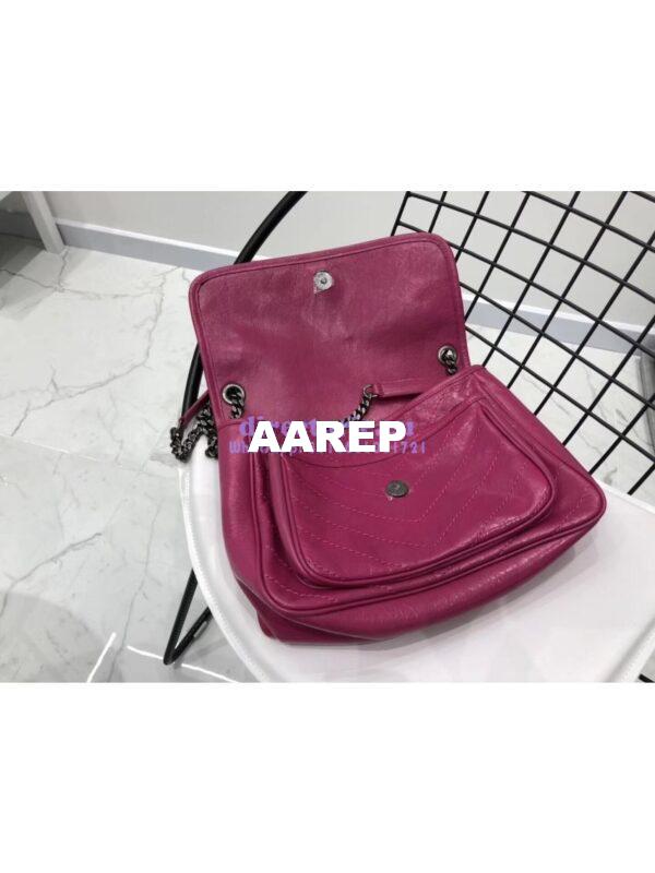 Replica YSL Saint Laurent Niki Chain Bag In Vintage Crinkled And Quilted Leather 498894 Rosy Pink 10