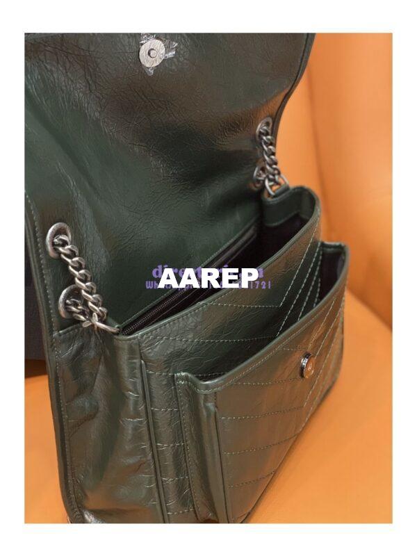 Replica YSL Saint Laurent Niki Chain Bag In Vintage Crinkled And Quilted Leather 498894 Dark Green 9