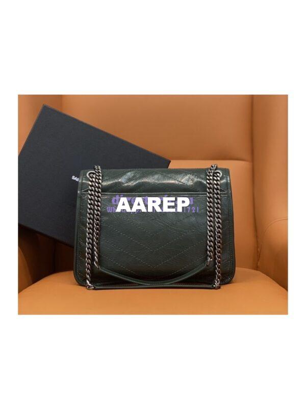 Replica YSL Saint Laurent Niki Chain Bag In Vintage Crinkled And Quilted Leather 498894 Dark Green 10