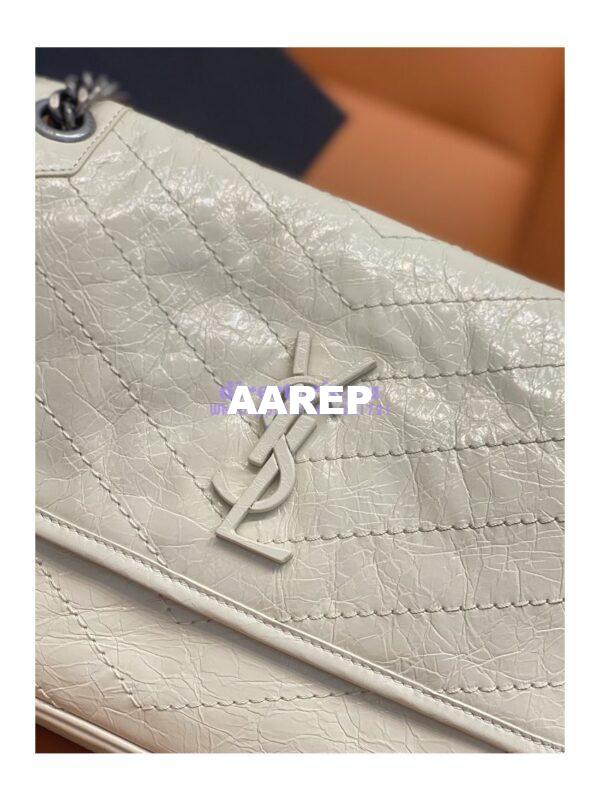 Replica YSL Saint Laurent Niki Chain Bag In Vintage Crinkled And Quilted Leather 498894 Blanc 3