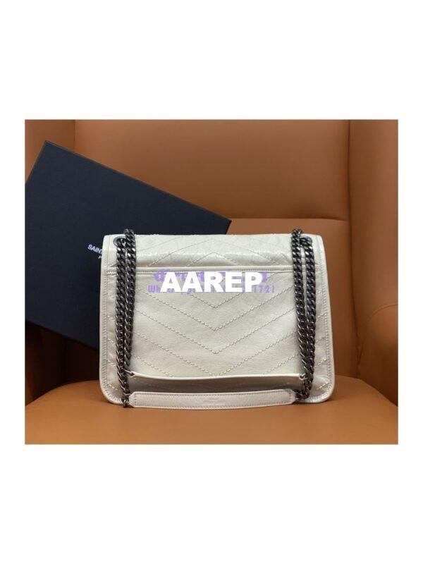Replica YSL Saint Laurent Niki Chain Bag In Vintage Crinkled And Quilted Leather 498894 Blanc 8