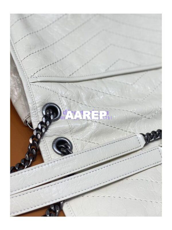 Replica YSL Saint Laurent Niki Chain Bag In Vintage Crinkled And Quilted Leather 498894 Blanc 9