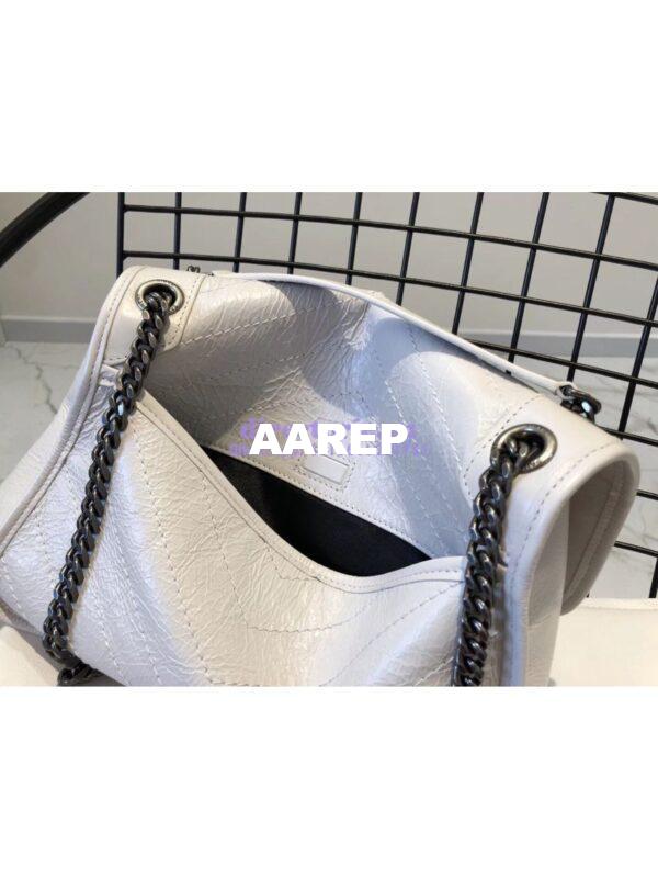 Replica YSL Saint Laurent Niki Chain Bag In Vintage Crinkled And Quilted Leather 498894 Pearl White 7