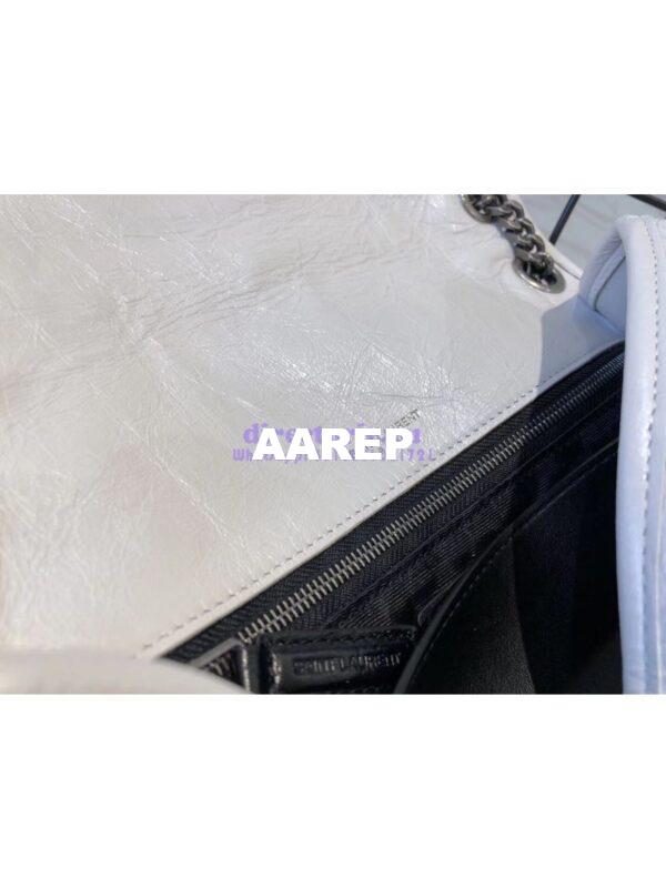 Replica YSL Saint Laurent Niki Chain Bag In Vintage Crinkled And Quilted Leather 498894 Pearl White 9
