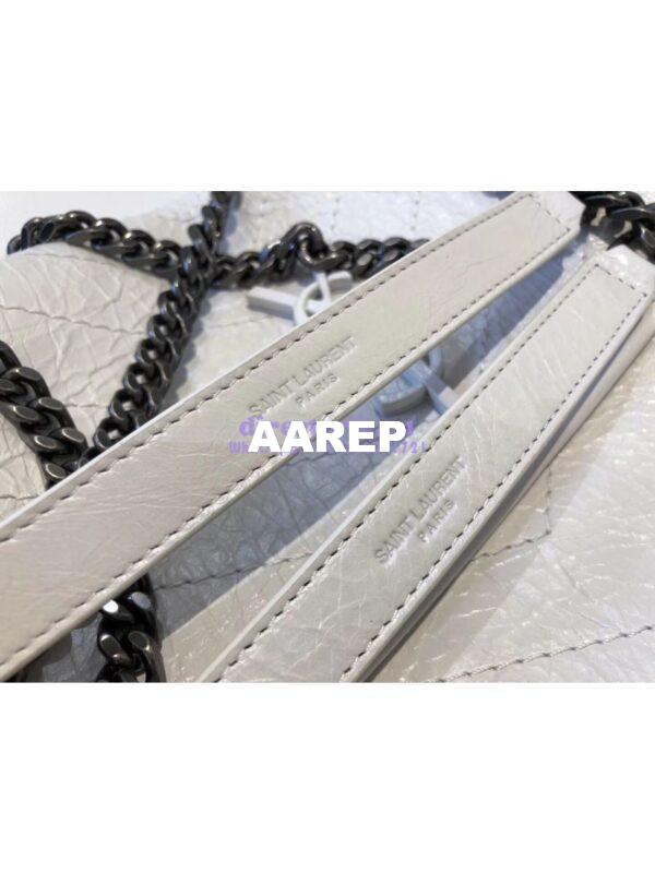 Replica YSL Saint Laurent Niki Chain Bag In Vintage Crinkled And Quilted Leather 498894 Pearl White 10