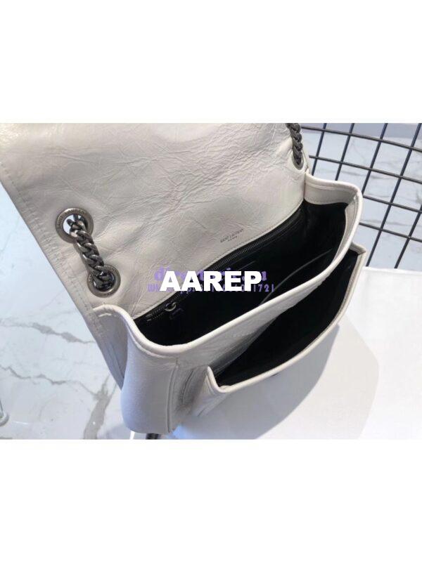 Replica YSL Saint Laurent Niki Chain Bag In Vintage Crinkled And Quilted Leather 498894 Pearl White 11