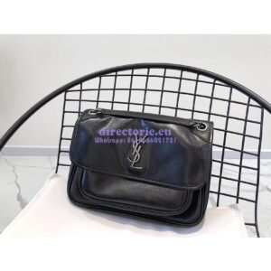 Replica Yves Saint Laurent YSL Niki Medium in Metallic Leather Black