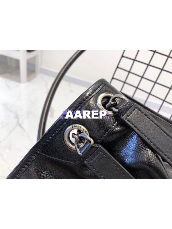 Replica Yves Saint Laurent YSL Niki Medium in Metallic Leather Black 8