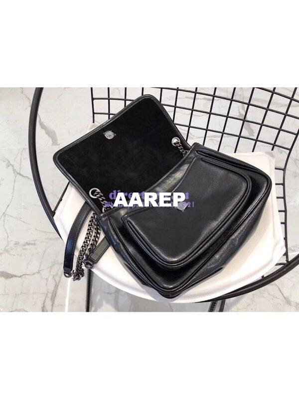 Replica Yves Saint Laurent YSL Niki Medium in Metallic Leather Black 9
