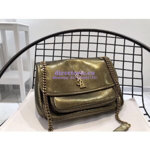 Replica Yves Saint Laurent YSL Niki Medium in Metallic Leather Champagne Gold