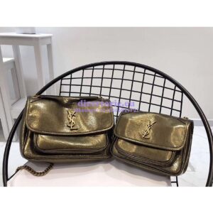 Replica Yves Saint Laurent YSL Niki Baby in Metallic Leather Champagne Gold