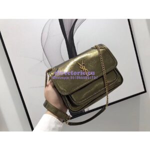 Replica Yves Saint Laurent YSL Niki Baby in Metallic Leather Champagne Gold 2