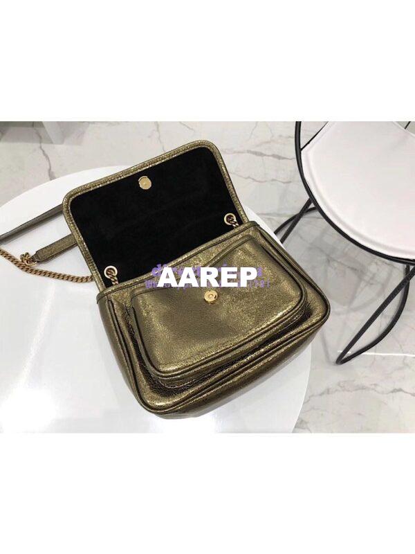 Replica Yves Saint Laurent YSL Niki Baby in Metallic Leather Champagne Gold 7