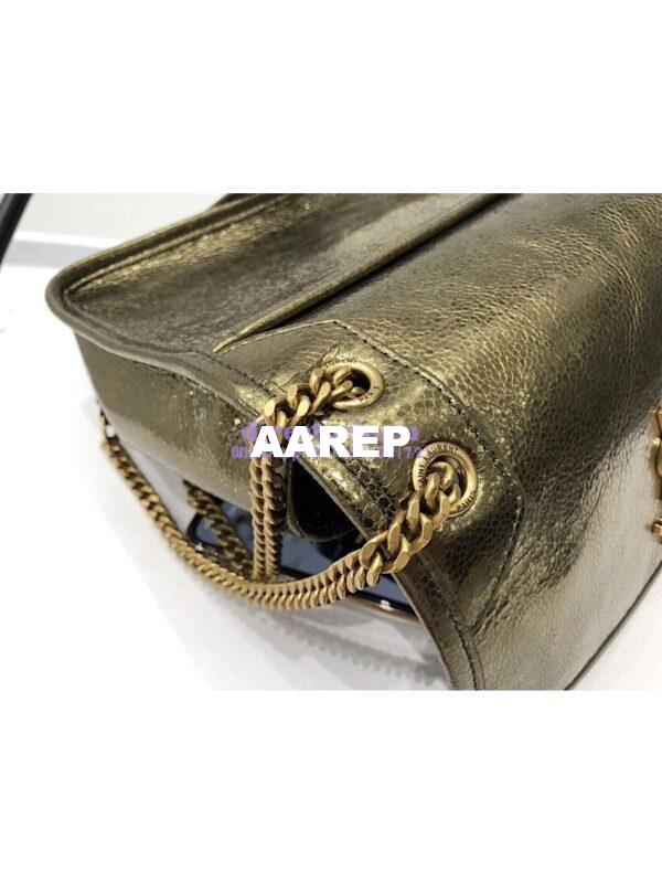 Replica Yves Saint Laurent YSL Niki Baby in Metallic Leather Champagne Gold 8