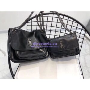 Replica Yves Saint Laurent YSL Niki Baby in Metallic Leather Black