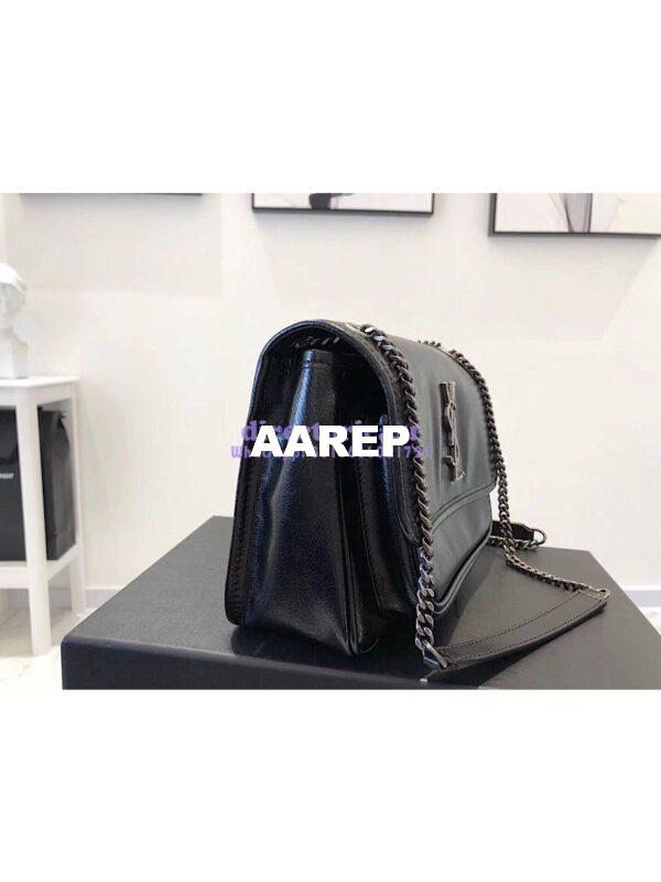 Replica Yves Saint Laurent YSL Niki Baby in Metallic Leather Black 6