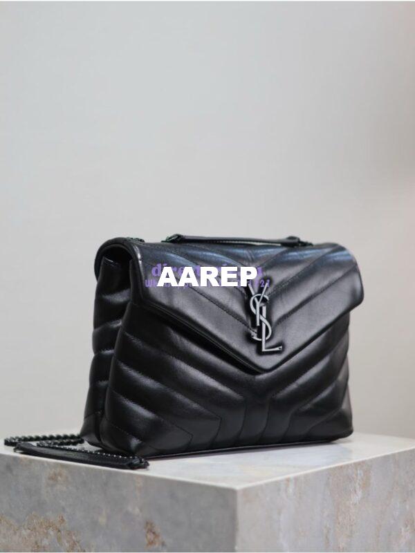 Replica Yves Saint Laurent YSL Loulou Small In Matelassé “Y” Leather Black Black Hardware 494699