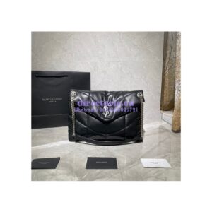 Replica Yves Saint Laurent YSL Loulou Puffer Medium Bag In Quilted Lambskin 5774751 Black Silver