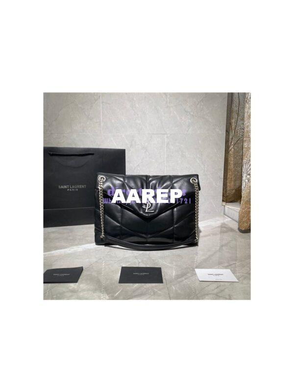 Replica Yves Saint Laurent YSL Loulou Puffer Medium Bag In Quilted Lambskin 5774751 Black Silver 3
