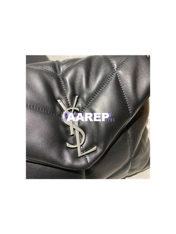 Replica Yves Saint Laurent YSL Loulou Puffer Medium Bag In Quilted Lambskin 5774751 Black Silver 5