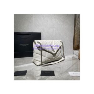 Replica Yves Saint Laurent YSL Loulou Puffer Medium Bag In Quilted Lambskin 5774751 White 2