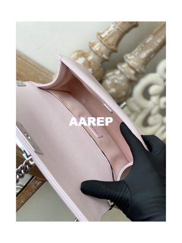 Replica Chanel Boy Handbag in Grained Calfskin with Shining Silver Hardware 67086 Sakura Pink 5