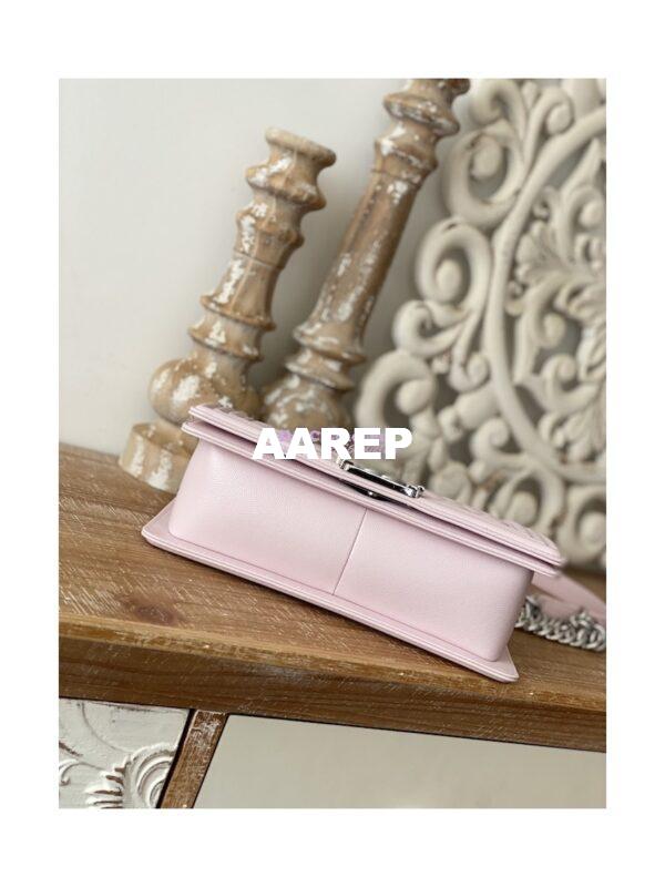 Replica Chanel Boy Handbag in Grained Calfskin with Shining Silver Hardware 67086 Sakura Pink 6