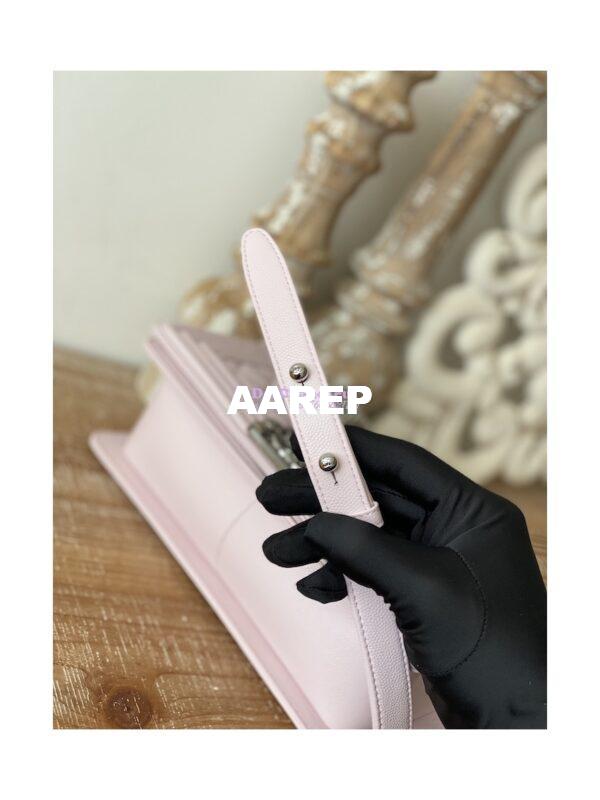 Replica Chanel Boy Handbag in Grained Calfskin with Shining Silver Hardware 67086 Sakura Pink 7