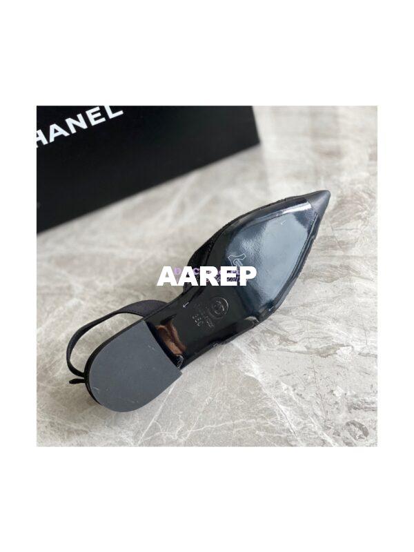 Replica Chanel Slingback in Grossgrain G38362 with White Camellia Black 9