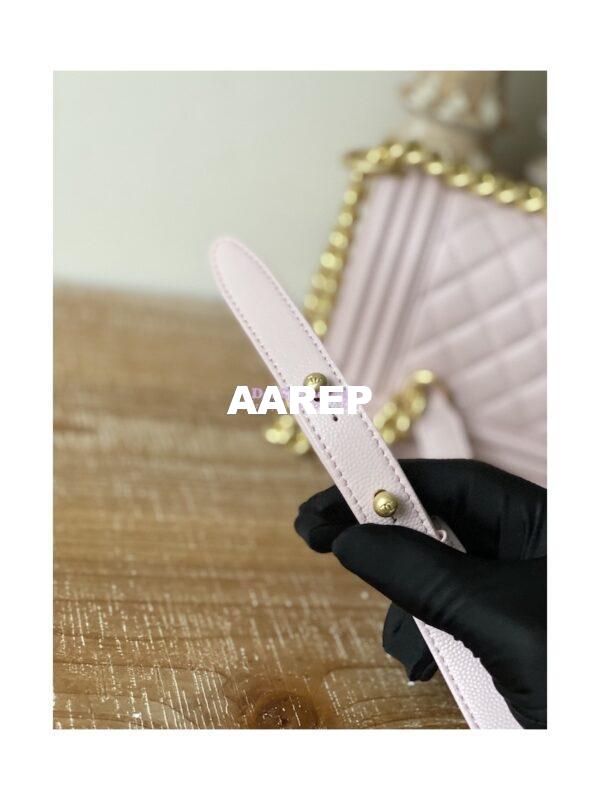 Replica Chanel Boy Handbag in Grained Calfskin with Matte Gold Hardware 67086 Sakura Pink 5