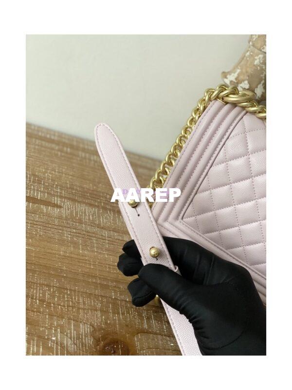 Replica Chanel Boy Handbag in Grained Calfskin with Matte Gold Hardware 67086 Sakura Pink 13