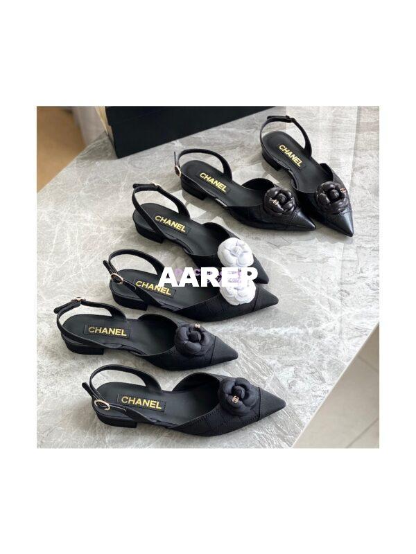Replica Chanel Slingback in Grossgrain G38362 with Camellia Black 3