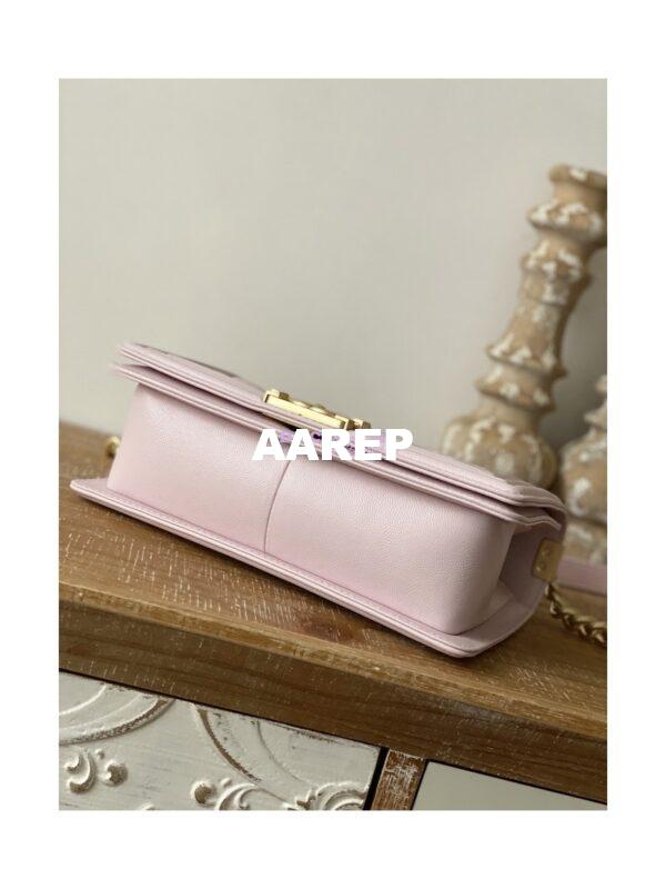 Replica Chanel Boy Handbag in Grained Calfskin with Matte Gold Hardware 67086 Sakura Pink 15