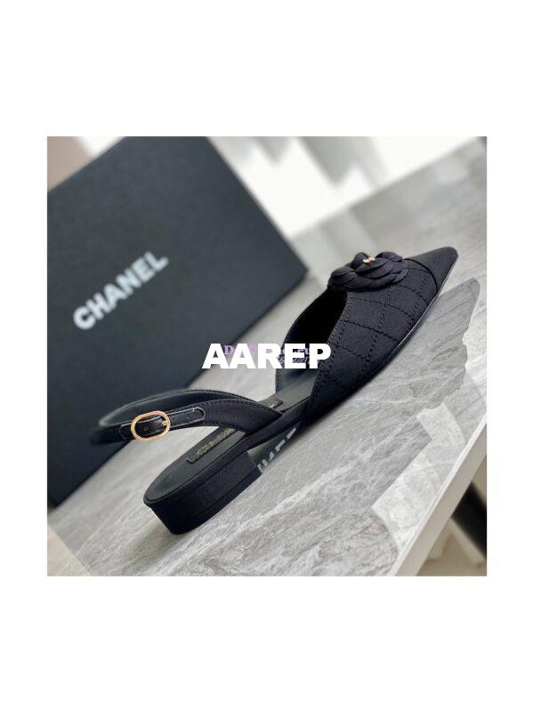 Replica Chanel Slingback in Grossgrain G38362 with Camellia Black 6