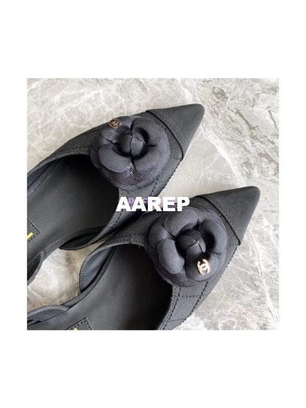 Replica Chanel Slingback in Grossgrain G38362 with Camellia Black 9