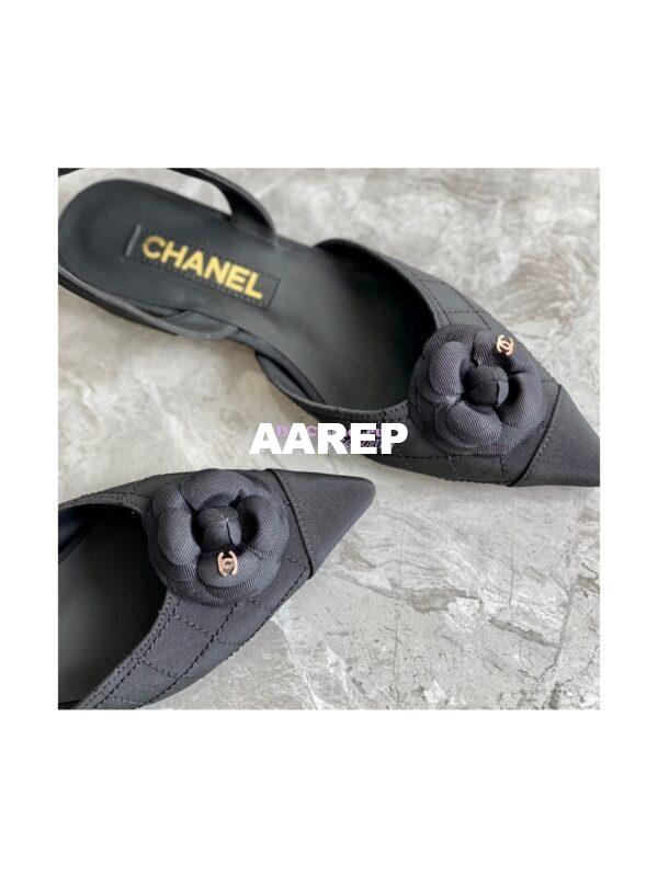 Replica Chanel Slingback in Grossgrain G38362 with Camellia Black 10