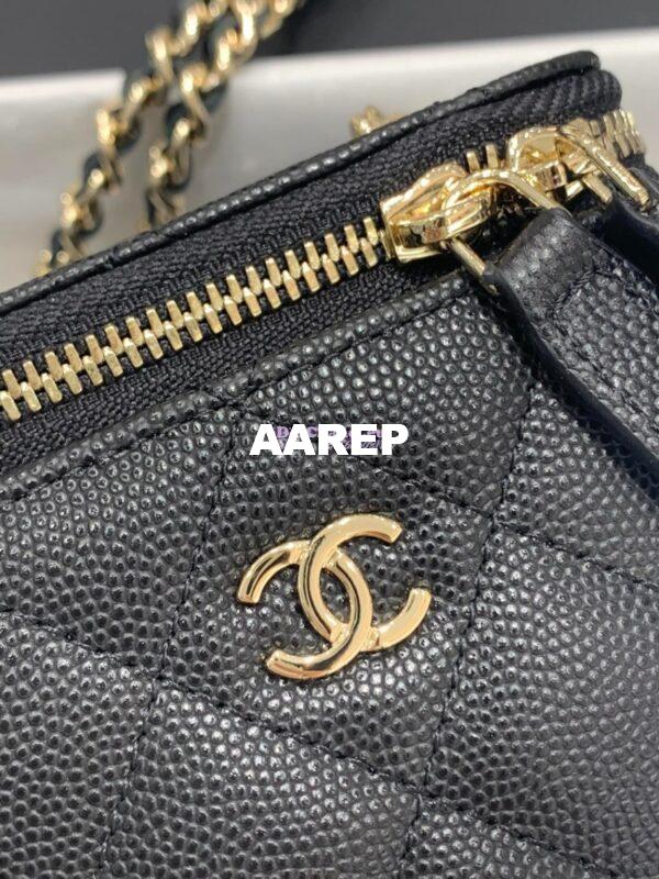 Replica Chanel New 23K Classic Chain Mini Vanity in Grained Calfskin Mirror AP1340 Black 6