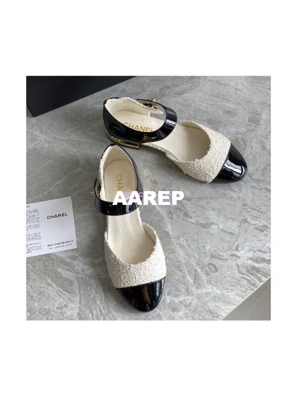 Replica Chanel Ballerina Tweed & Patent Calfskin G38441 Ivory & Black 3