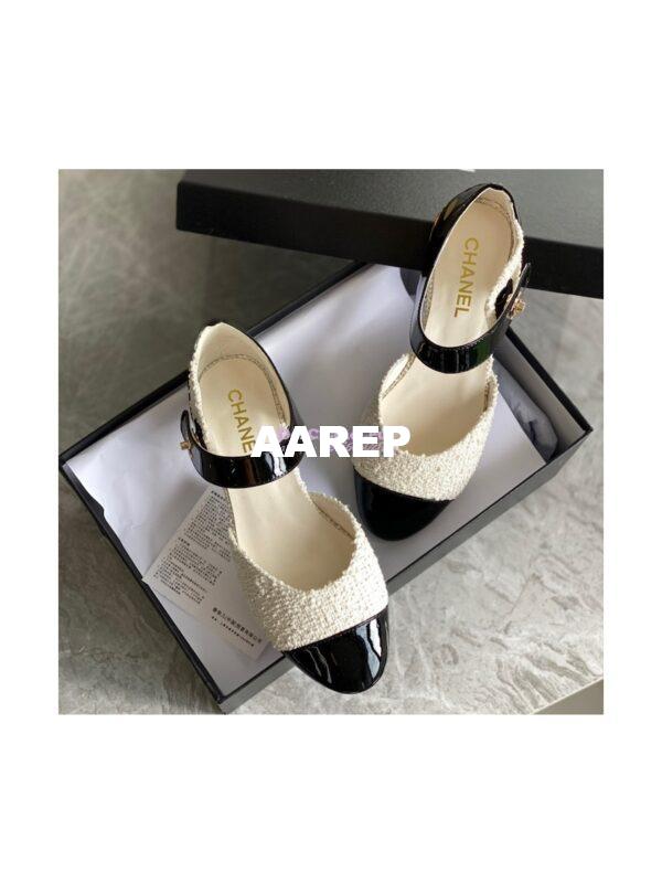 Replica Chanel Ballerina Tweed & Patent Calfskin G38441 Ivory & Black 4