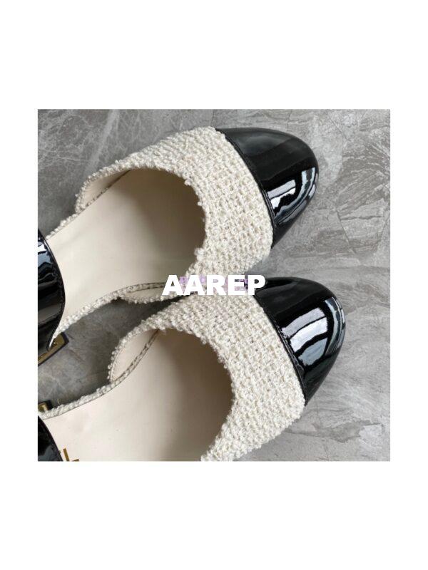 Replica Chanel Ballerina Tweed & Patent Calfskin G38441 Ivory & Black 5